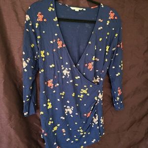 Boden Floral Rayon Wrap Blouse